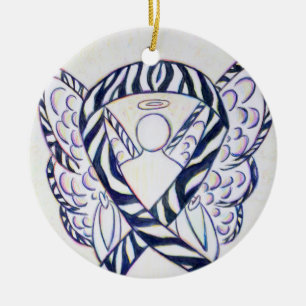 Zebra Awareness Ribbon Angel Art Ornements