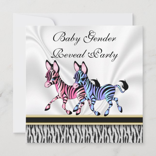 Zebra Baby Gender Reveal Party Invitation (Front)