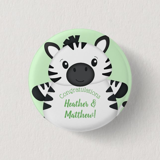 Zebra Baby Shower 1 Inch Round Button (Front)