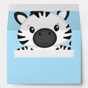 Zebra Baby Shower Blue Envelope