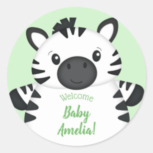Zebra Baby Shower Classic Round Sticker