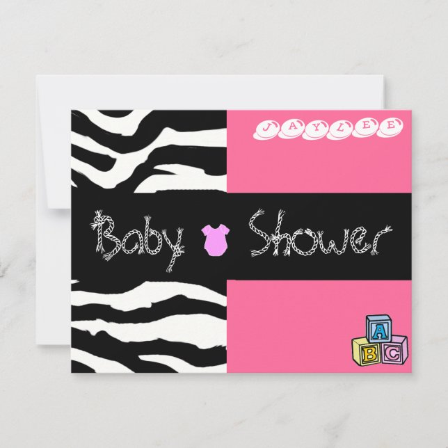 Zebra Baby Shower Invitation (Front)