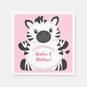 Zebra Baby Shower Pink Napkin