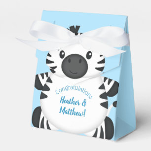 Zebra Baby Shower Safari Blue Boy Favor Box