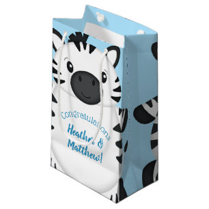 Zebra Baby Shower Safari Blue Boy Small Gift Bag