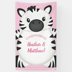 Zebra Baby Shower Safari Pink Girl Banner