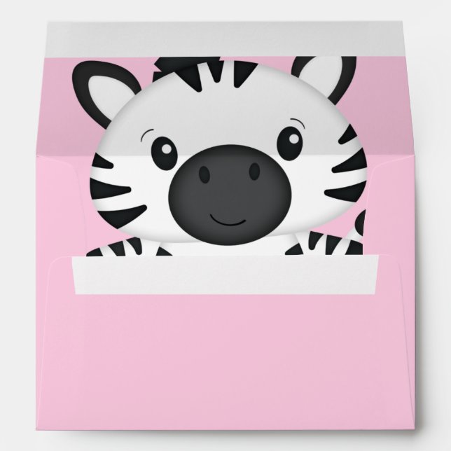 Zebra Baby Shower Safari Pink Girl Envelope (Back (Bottom))