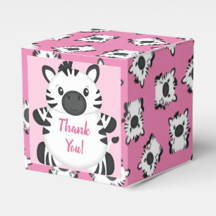 Zebra Baby Shower Safari Pink Girl Favor Box