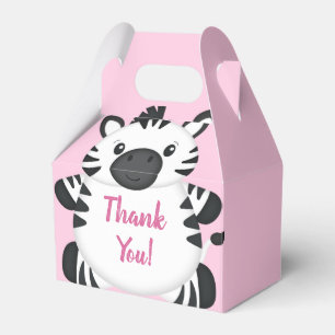Zebra Baby Shower Safari Pink Girl Favor Box