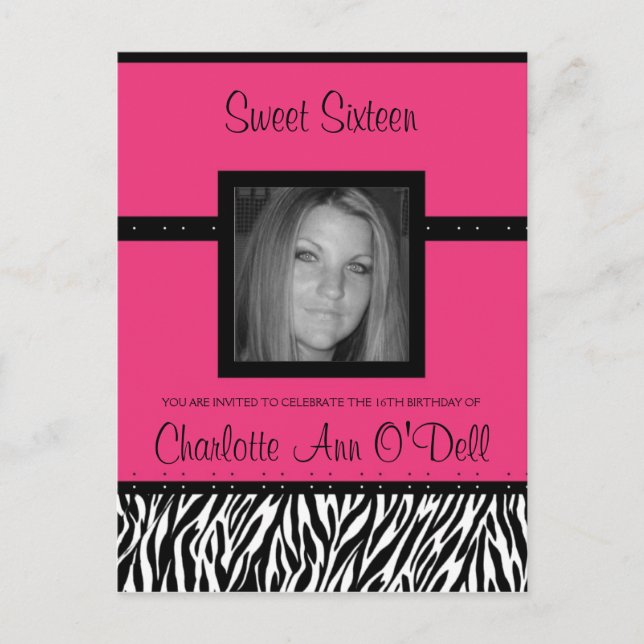 zebra; birthday invitation (Front)