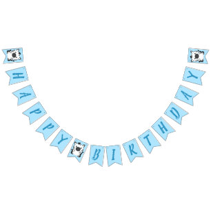 Zebra Birthday Party Blue Bunting Flags