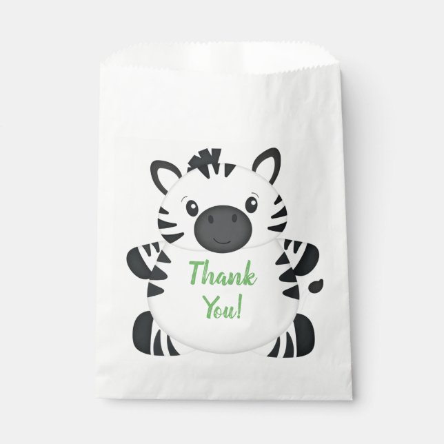 Zebra Birthday Party Green Favour Bag (Front)