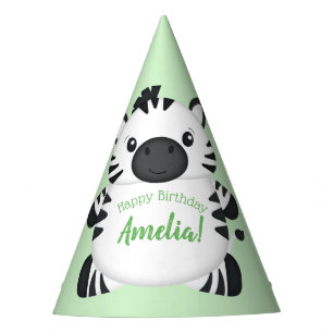 Zebra Birthday Party Green Hat