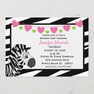 Zebra Birthday Party Invitation