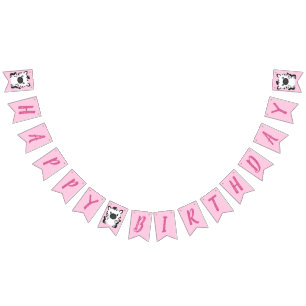 Zebra Birthday Party Pink Bunting Flags