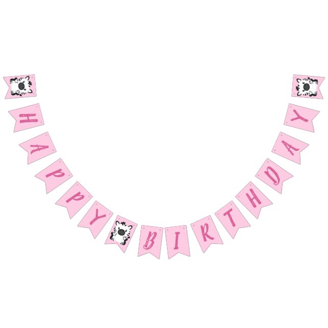 Zebra Birthday Party Pink Bunting Flags (All)
