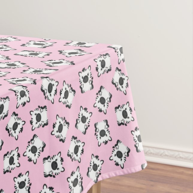Zebra Birthday Party Pink Tablecloth (In Situ)