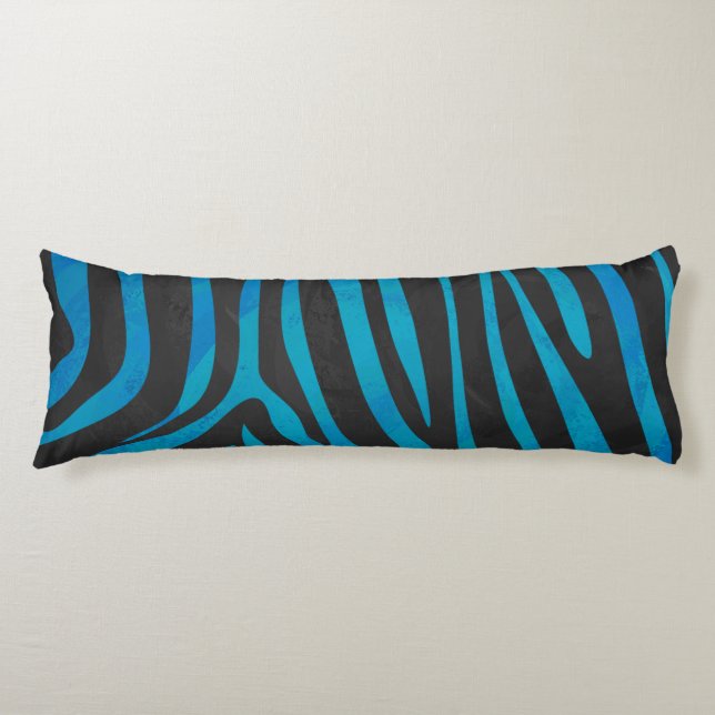 Zebra Black and Blue Print Body Pillow (Front)