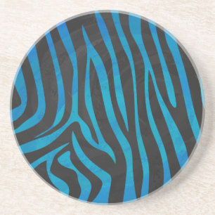 Zebra Black and Blue Print Coaster
