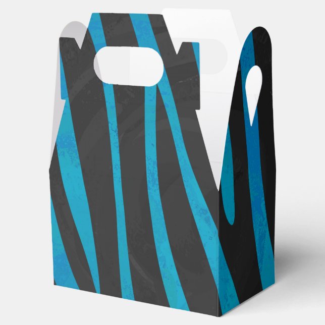 Zebra Black and Blue Print Favor Box (Opened)