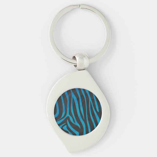 Zebra Black and Blue Print Keychain (Front)