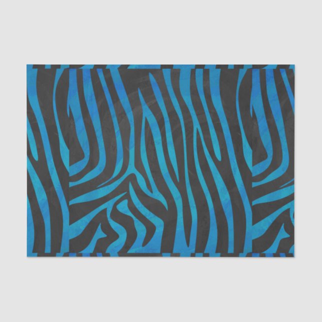 Zebra Black and Blue Print Tissue Paper (Front)