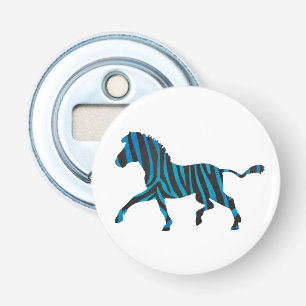 Zebra Black and Blue Silhouette Bottle Opener
