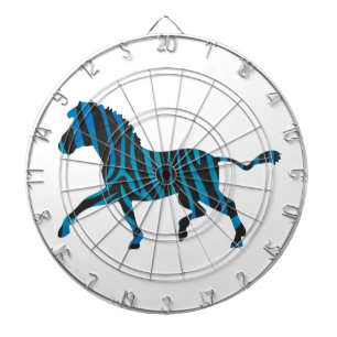Zebra Black and Blue Silhouette Dartboard