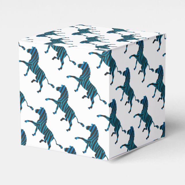 Zebra Black and Blue Silhouette Favor Box (Front Side)
