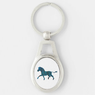 Zebra Black and Blue Silhouette Keychain
