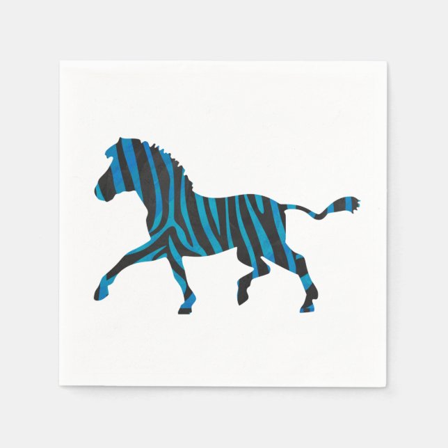 Zebra Black and Blue Silhouette Napkin (Front)