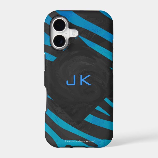 Zebra Black and Blue with Monogram (Back)