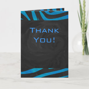 Zebra Black and Blue with Monogram Card