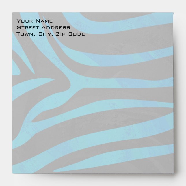 Zebra Black and Blue with Monogram Envelopes (Front)