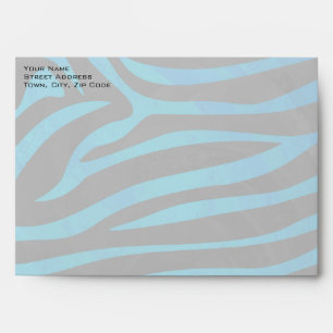 Zebra Black and Blue with Monogram Envelopes