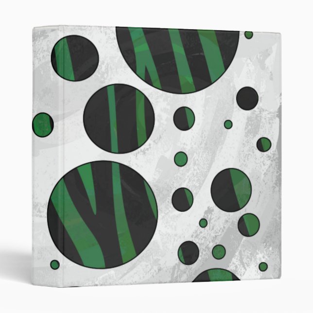 Zebra Black and Green Polka Dot Binder (Front/Spine)
