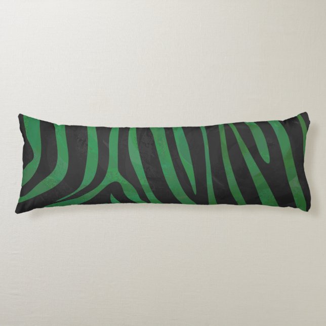 Zebra Black and Green Print Body Pillow (Front)