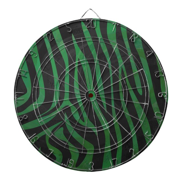 Zebra Black and Green Print Dartboard (Front)