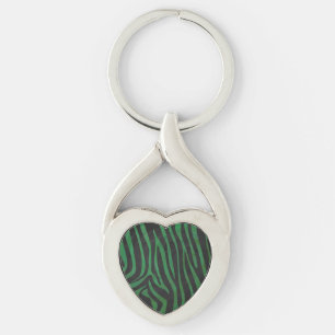 Zebra Black and Green Print Keychain