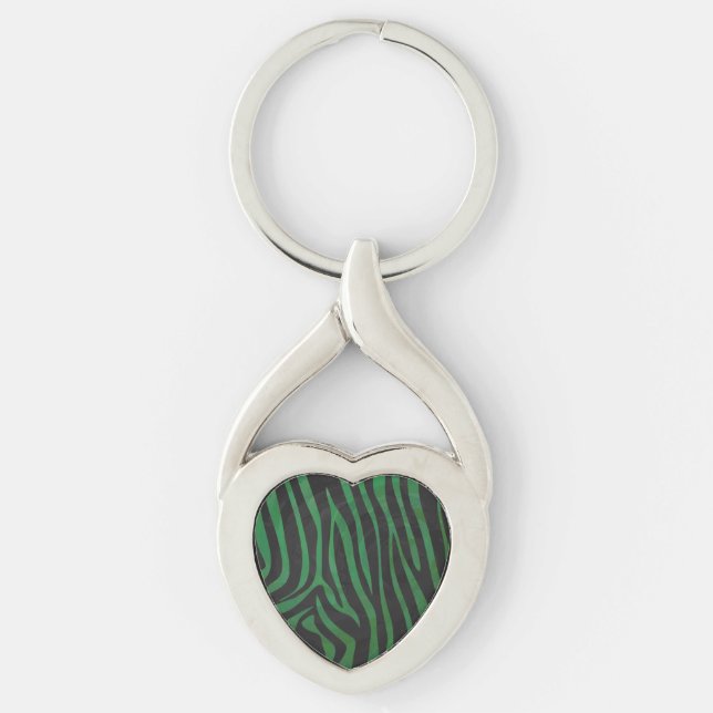 Zebra Black and Green Print Keychain (Front)