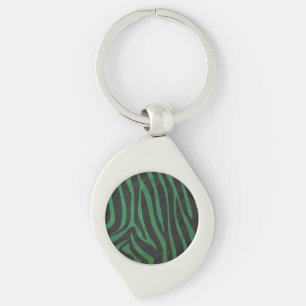 Zebra Black and Green Print Keychain