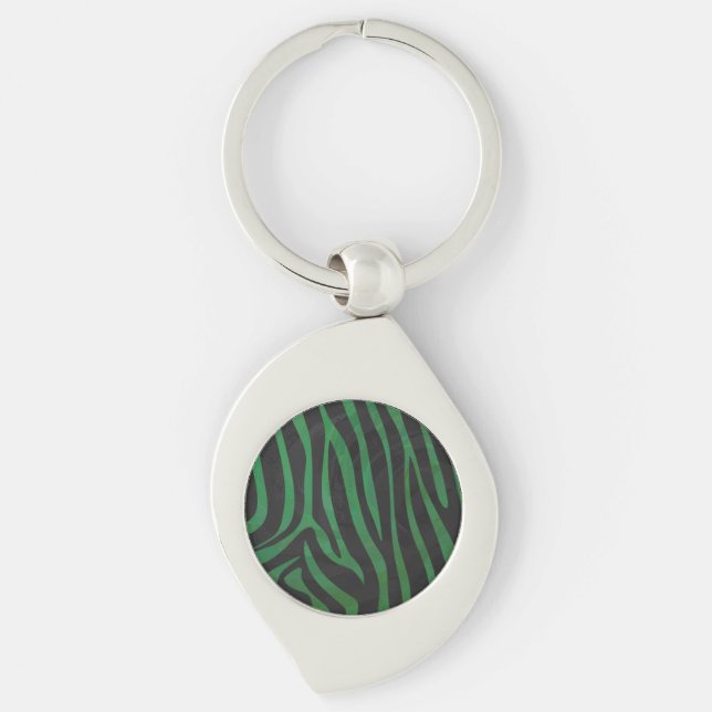 Zebra Black and Green Print Keychain (Front)
