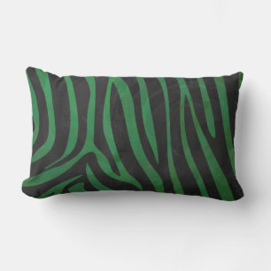 Zebra Black and Green Print Lumbar Pillow