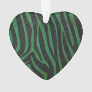 Zebra Black and Green Print Ornament