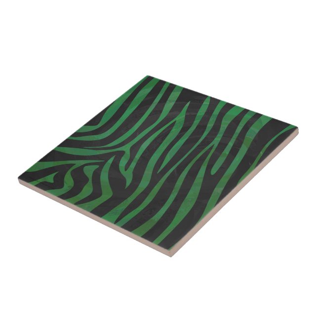 Zebra Black and Green Print Tile (Side)