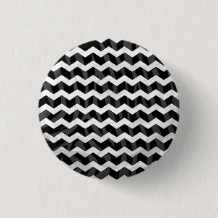 Zebra Black and Grey Chevron 1 Inch Round Button