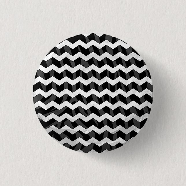 Zebra Black and Grey Chevron 1 Inch Round Button (Front)