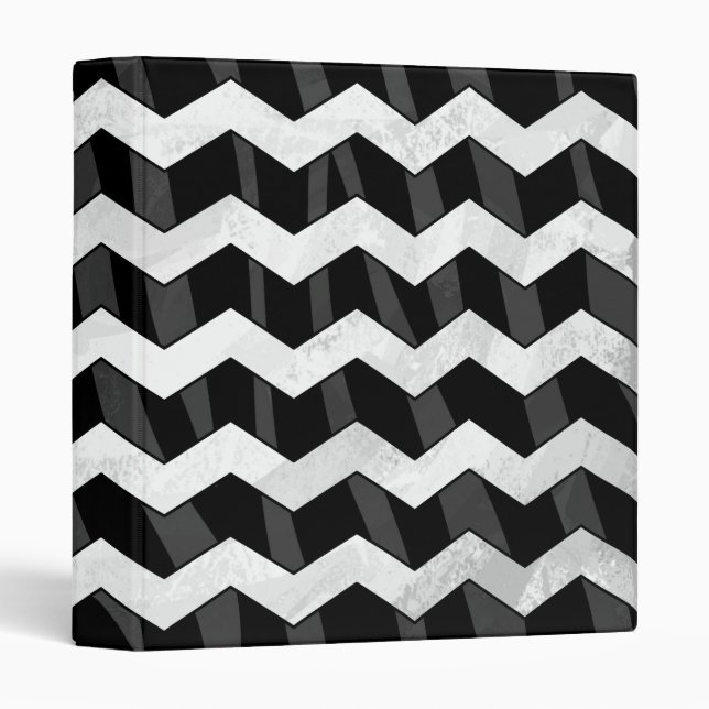 Zebra Black and Grey Chevron Binder (Front/Spine)