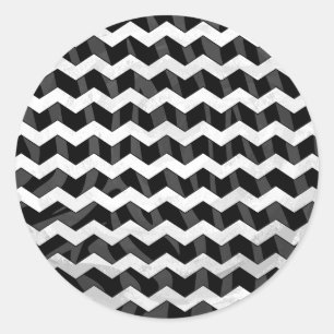 Zebra Black and Grey Chevron Classic Round Sticker
