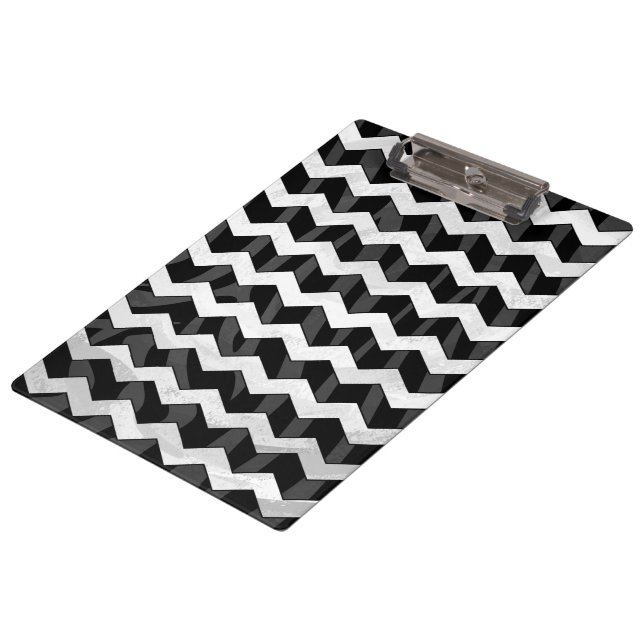 Zebra Black and Grey Chevron Clipboard (Angled)